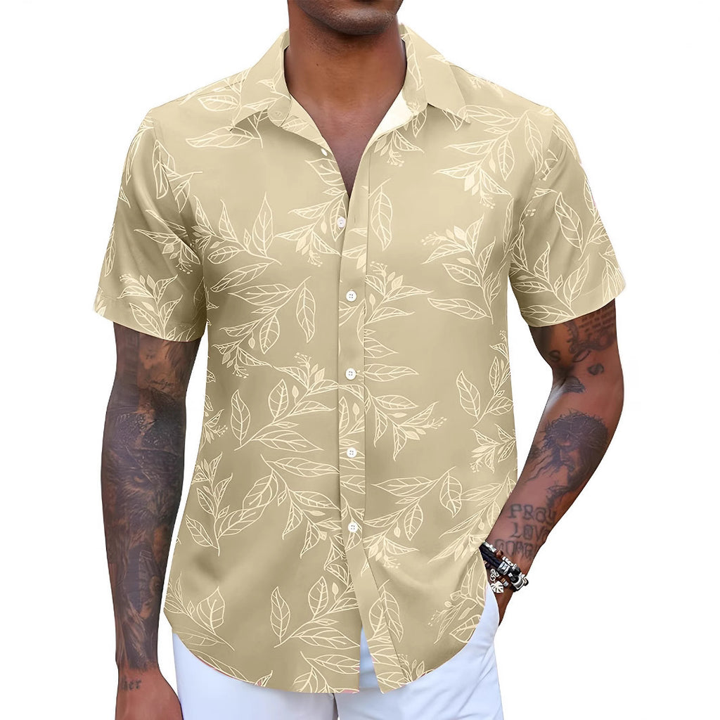 Men's Casual European And American Floral Short-sleeved Shirt