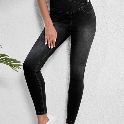 Black Arched Waist Stretchy Slim Fit Jeggings