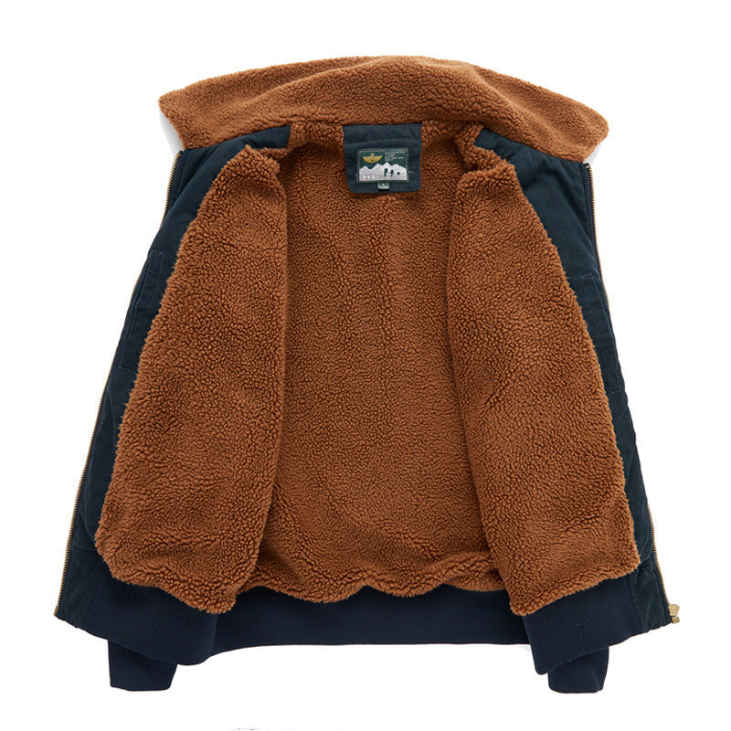 Men's Fleece-lined New Loose Lamb Wool Casual Jacket