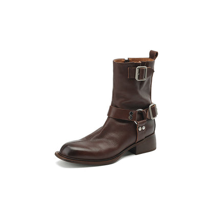 Women's Retro All-matching Chunky Heel Short Boots