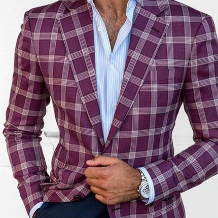 Light Business Men's Suit Printed Checks Coat