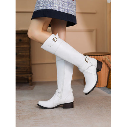 Women's Belt Buckle Plus Size High Leg Boot