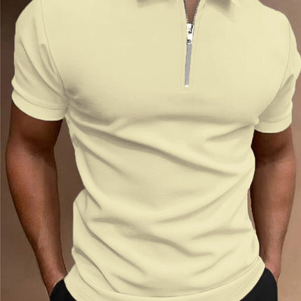 Men's Polo Shirt Solid Color Polo Collar T-shirt Casual Fit Top Men's Clothing