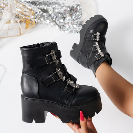 Women's Thick-soled Ankle Boots With Belt Buckle Decoration