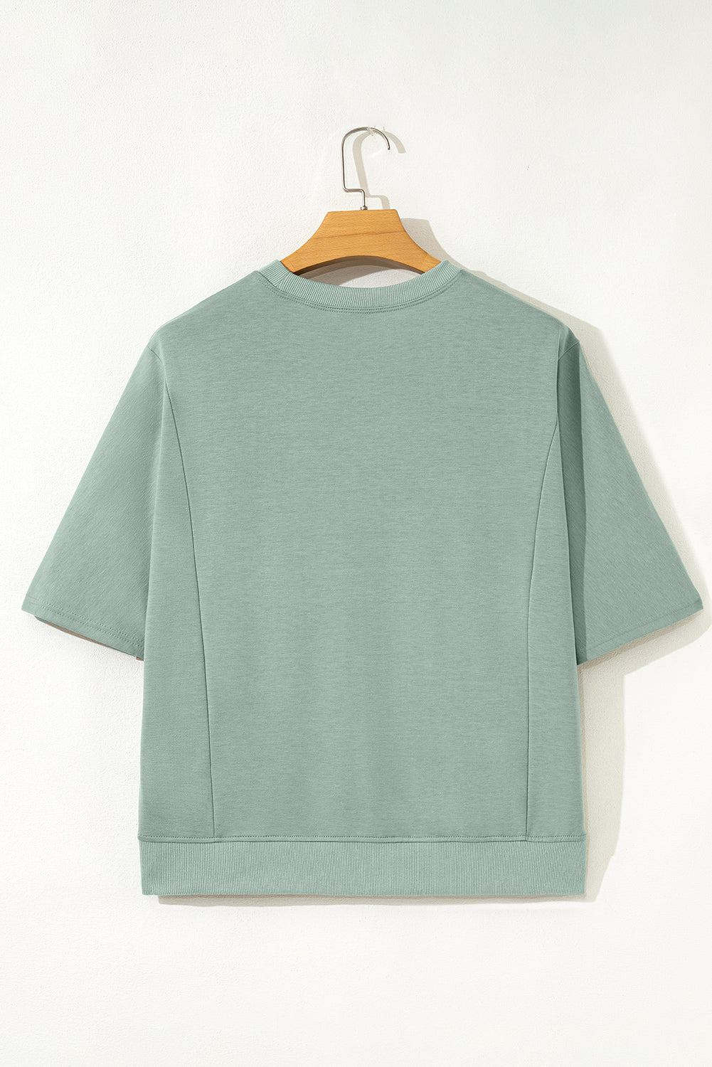 Clearly Aqua Floral Patched Half Sleeve Tunic Top