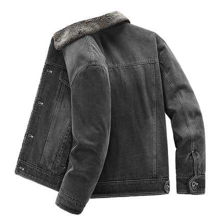 New Men's Denim Fleece-lined Thickened Cotton Clothing Warm Top
