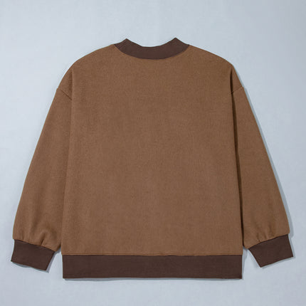 Coffee Letter Print Oversized Loose Fit Long Sleeve Plus Size Sweatshirt