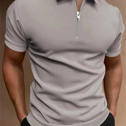 Men's Polo Shirt Solid Color Polo Collar T-shirt Casual Fit Top Men's Clothing