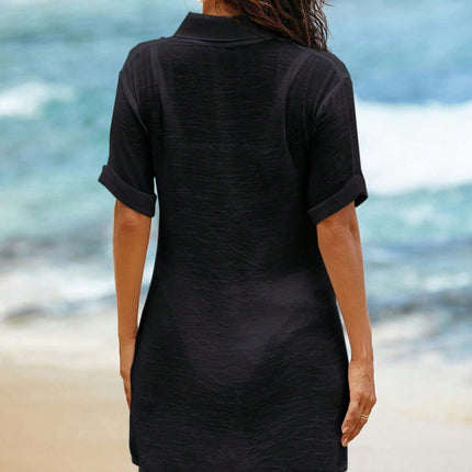 Women's Loose Solid-Color Shirt-Style Casual Dress