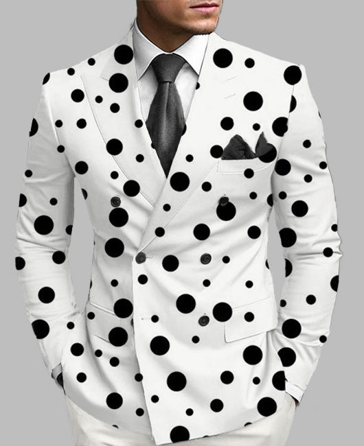 New Men's Printed Posterior Median Split Suit Jacket
