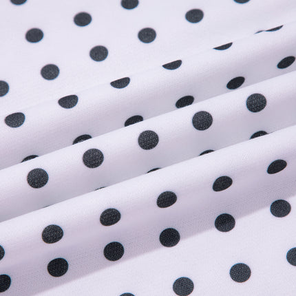 White Polka Dot Ribbed Stand Neck Plus Size Casual Sweatshirt