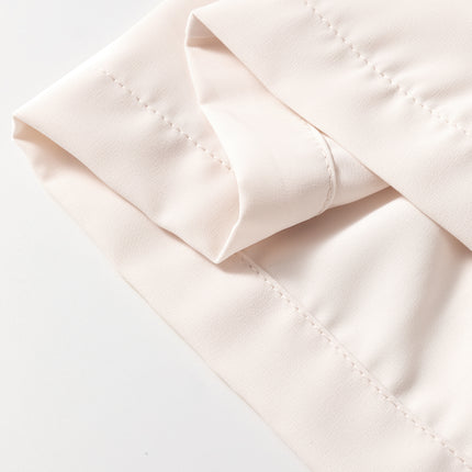 White Bow Tie Short Puff Sleeve Ruffle Hem Blouse