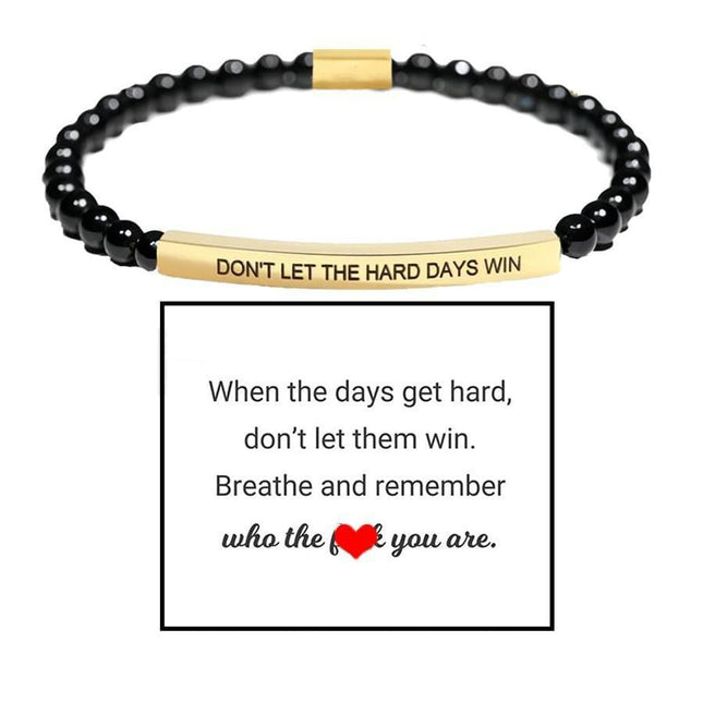 4mm Gold Bead Bracelet With Stainless Steel Curved Tube And Laser Engraving