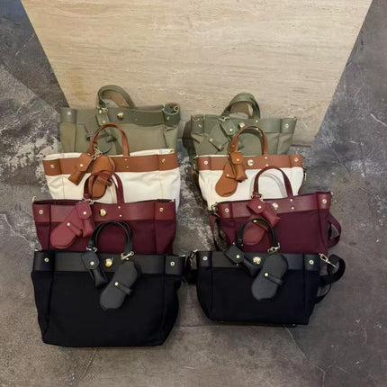 Textured Cowhide High Canvas Loose Crossbody Bag