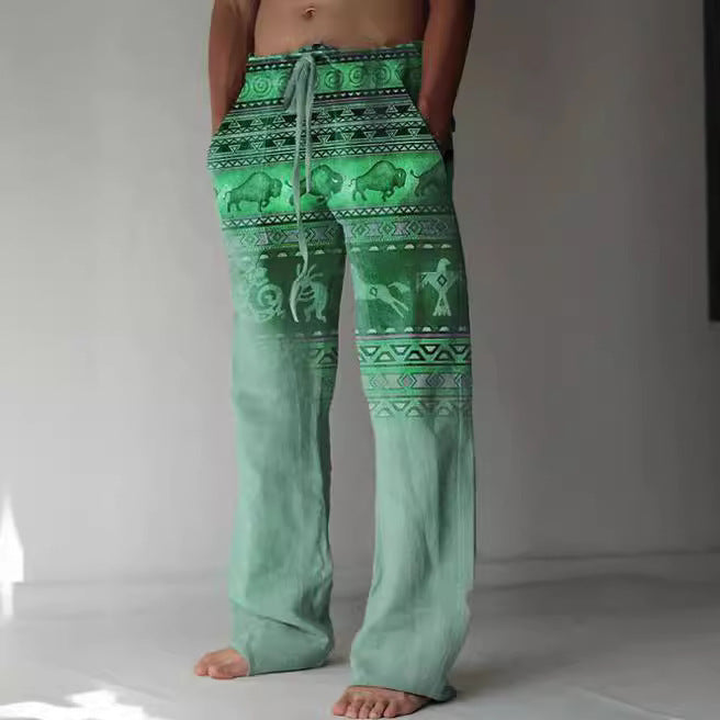 Men's Linen Printed Loose Casual Pants