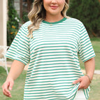 Green Stripe / 1X / 62%Polyester+32%Cotton+6%Elastane