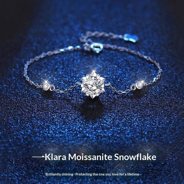 Sterling Silver Snowflake Moissanite Necklace Set For Women