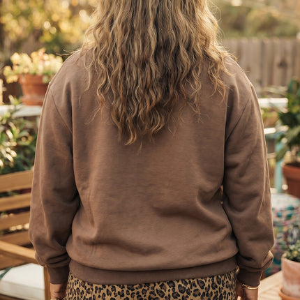 Coffee Letter Print Oversized Loose Fit Long Sleeve Plus Size Sweatshirt