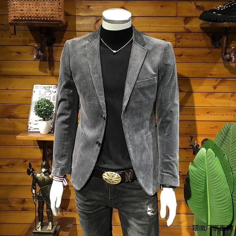 Corduroy Suit Men's Business Slim Fit Casual Small Suit