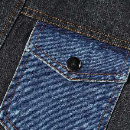 Men's Denim Jacket - Patchwork Trendy Style, Autumn Outerwear