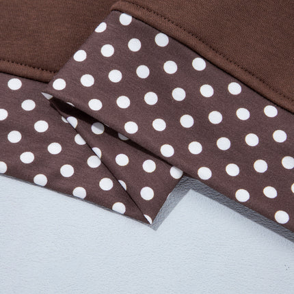 Orange Polka Dot Patchwork Round Neck Plus Size Sweatshirt