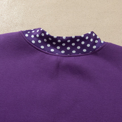 Orange Polka Dot Patchwork Round Neck Plus Size Sweatshirt