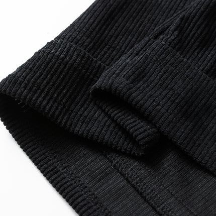 Black Plus Size Corduroy Patch Pocket Sleeveless Mini Dress