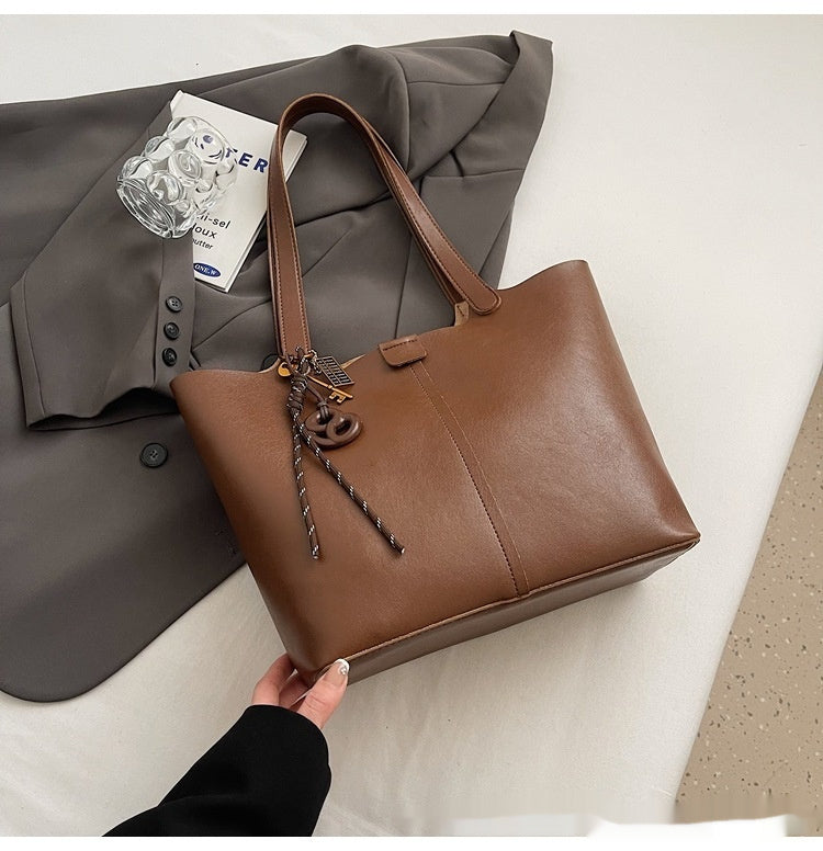 Large Capacity Casual Underarm Shoulder Bag Retro Textured Tote Bag