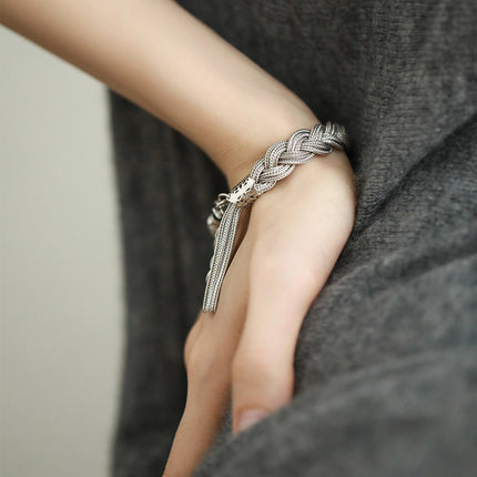 Womens Retro Dreadlock Braided Twisted Tassel Bracelet
