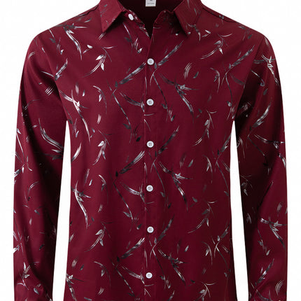 Men's Bronzing Feather Cuff Casual Long-sleeved Shirt