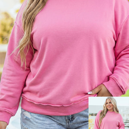 Racing Red Exposed Seam Detail Reversible Double Wear Plus Size Sweatshirt