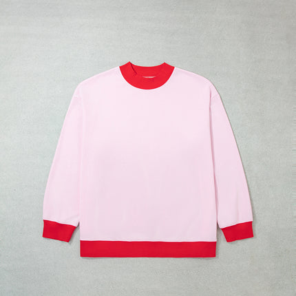 Grapefruit Orange Color Block Contrast Trim Plus Size Sweatshirt