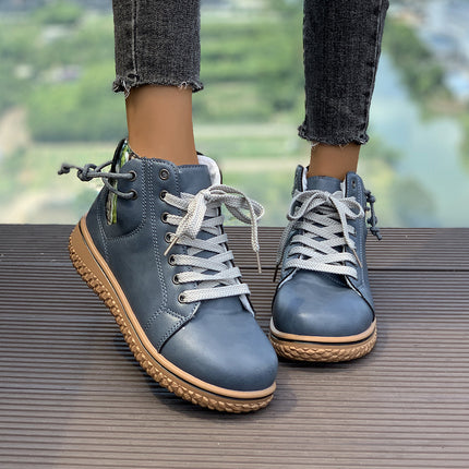 Women's Flat Heel Martin Boots Lace-up Zip Cotton-padded