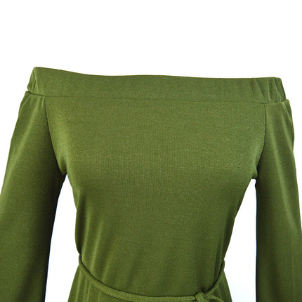 Off-Shoulder Lace-Up Sweater Dress For Women
