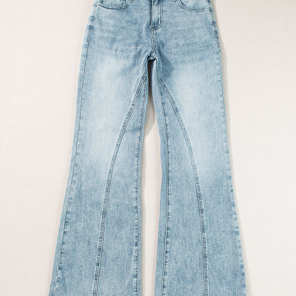 Dusk Blue Acid Wash Extra Wide Leg High Waist Long Jeans