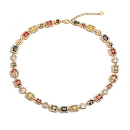 Retro Light-luxury Geometric Jewelry Set Featuring A Bracelet And Necklace