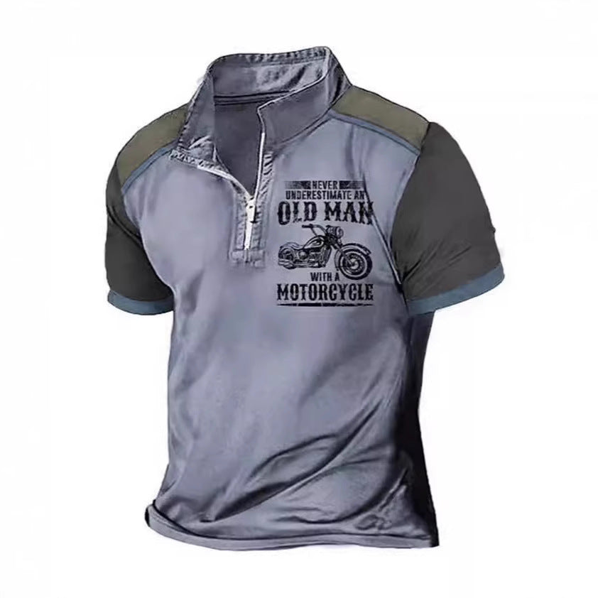 Men's Casual Polo Shirt Lapel Digital Printing Short Sleeve