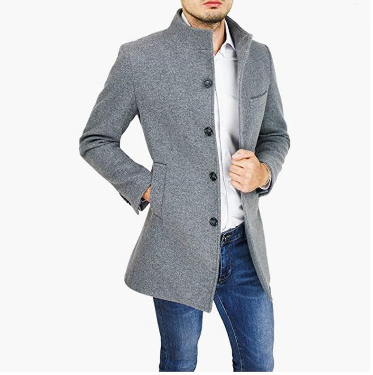 Woolen Coat Stand Collar Coat And Trench Coat