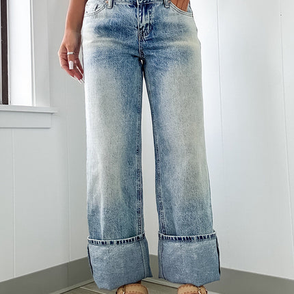 Myosotis High Rise Button Zip Fly Medium Wash Jeans