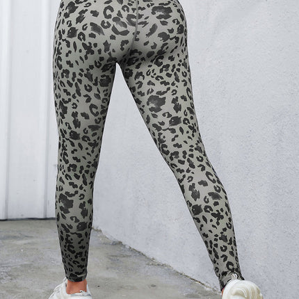 Gray Classic Leopard Print Active Leggings