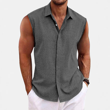 Lapel Beach Sleeveless Shirt