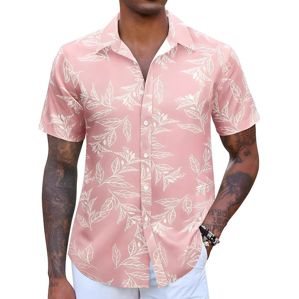 Men's Casual European And American Floral Short-sleeved Shirt