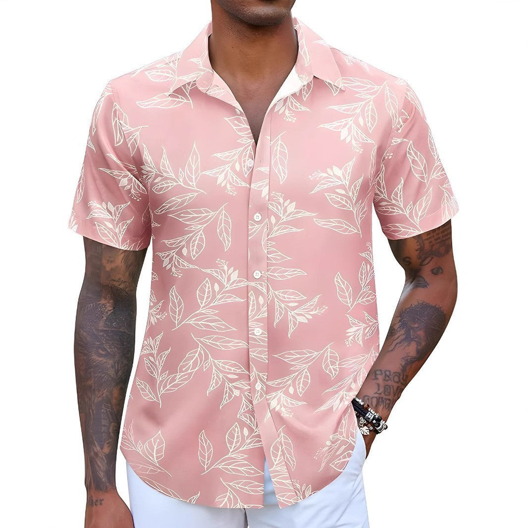 Men's Casual European And American Floral Short-sleeved Shirt