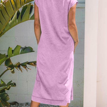 Wisteria Mineral Wash Pocketed T-shirt Long Dress