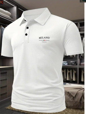 Men's Printed Short-sleeved Lapel Shirt Polo