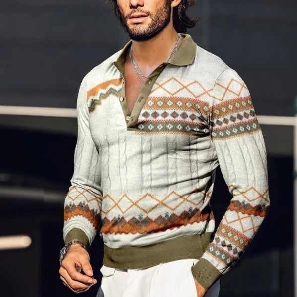 Fashion New Men's 3D Printed Long-sleeved Top