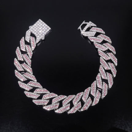 Diamond-studded Spring-clasp Cuban-link Necklace