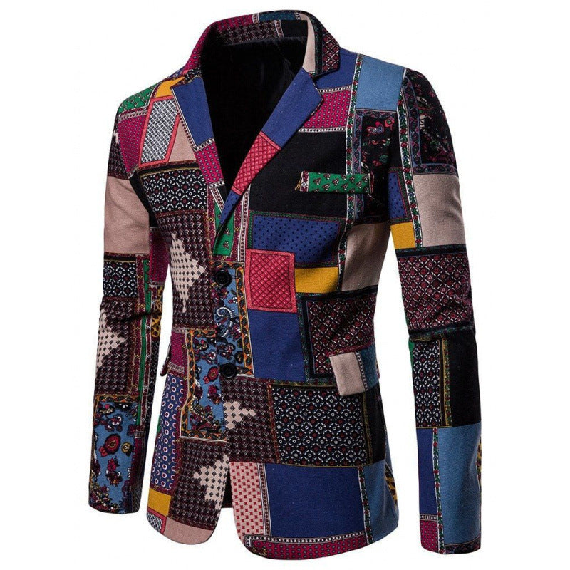 Men's Printed Casual Suit Jacket