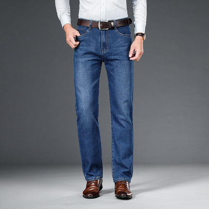 Men's Jeans Straight Loose Elastic Business Trousers