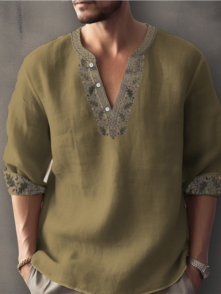 3D Digital Printing Bamboo Linen Long Sleeve European And American